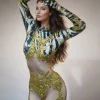 Jumpsuits & Romper*Jiu Bajia O/S Abraham Rhinestone Printed Jumpsuit