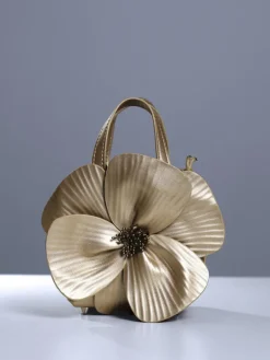 Bags*Mew Mews Fashion Acsah Leather Flower Bag In Gold