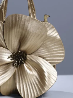 Bags*Mew Mews Fashion Acsah Leather Flower Bag In Gold