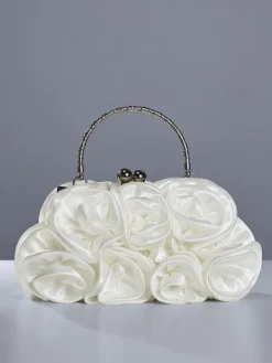 Bags*Mew Mews Fashion Adahy Flower Satin Bag In White