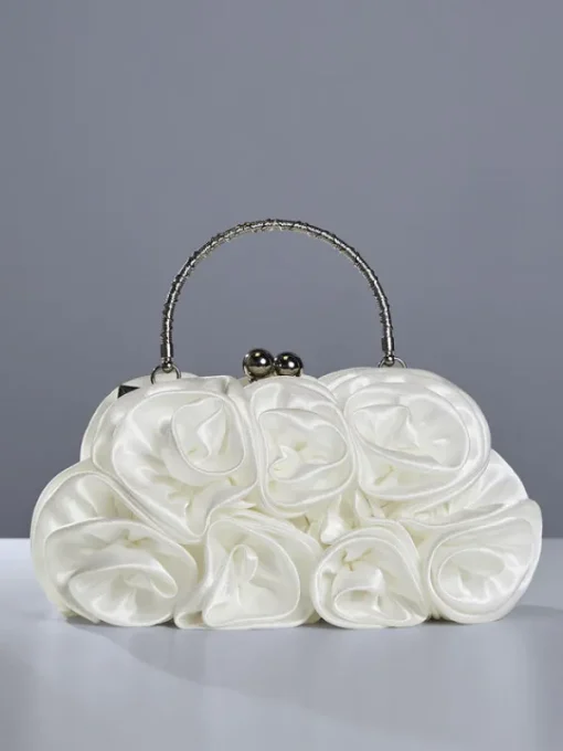 Bags*Mew Mews Fashion Adahy Flower Satin Bag In White