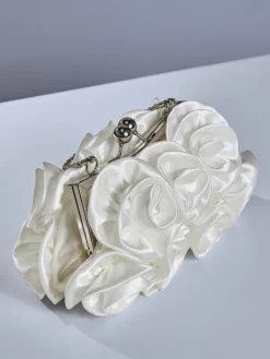 Bags*Mew Mews Fashion Adahy Flower Satin Bag In White