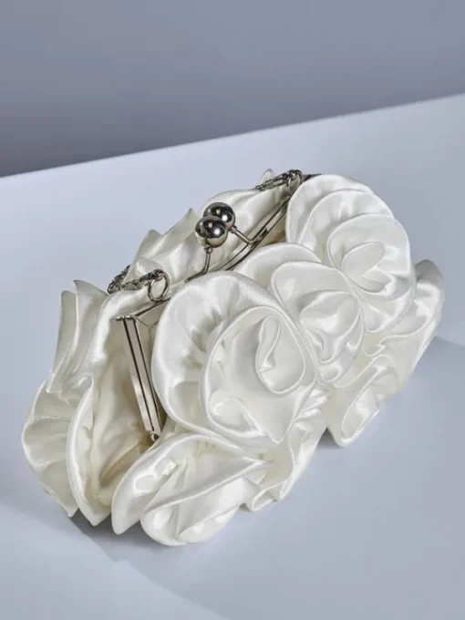 Bags*Mew Mews Fashion Adahy Flower Satin Bag In White