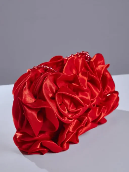 Bags*Mew Mews Fashion Adahy Flower Satin Bag In Red