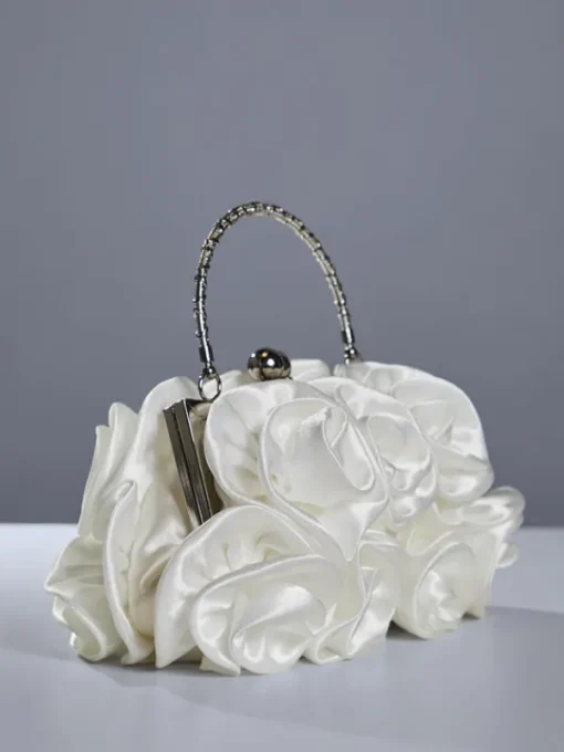 Bags*Mew Mews Fashion Adahy Flower Satin Bag In White