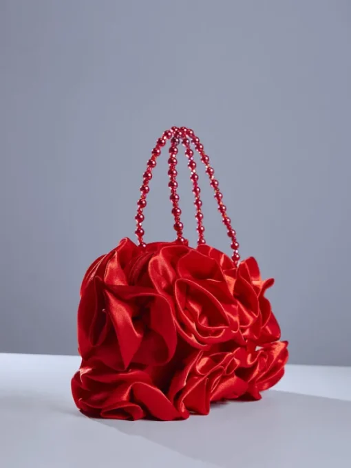 Bags*Mew Mews Fashion Adahy Flower Satin Bag In Red
