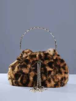 Bags*Mew Mews Fashion Adaja Leopard Faux Fur Bag