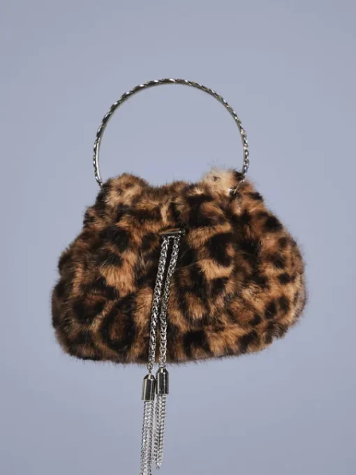 Bags*Mew Mews Fashion Adaja Leopard Faux Fur Bag