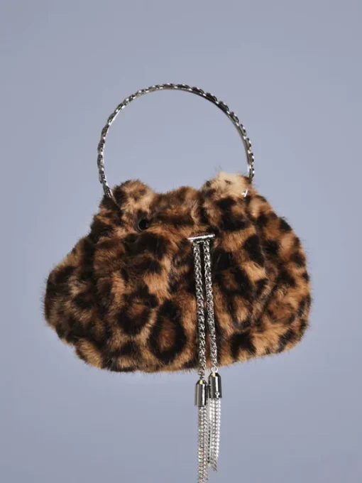 Bags*Mew Mews Fashion Adaja Leopard Faux Fur Bag