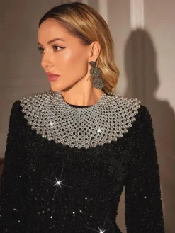Necklaces*Mew Mews Fashion Addie Pearl Shawl Top In Grey