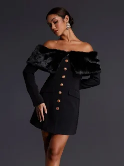 Dresses | Mini Dresses*Mew Mews Fashion Aditi Faux Fur Button Mini Dress