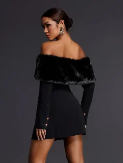 Dresses | Mini Dresses*Mew Mews Fashion Aditi Faux Fur Button Mini Dress