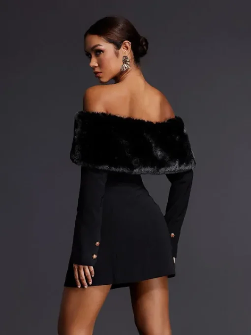 Dresses | Mini Dresses*Mew Mews Fashion Aditi Faux Fur Button Mini Dress