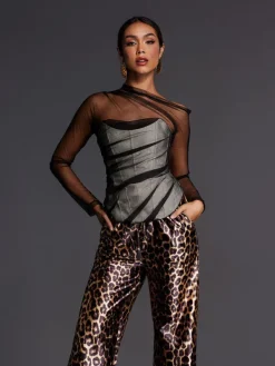 Tops*Mew Mews Fashion Admassu Corset Mesh Top