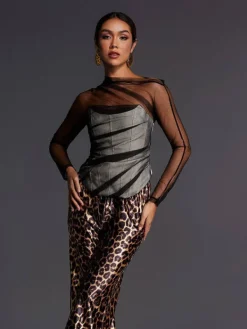 Tops*Mew Mews Fashion Admassu Corset Mesh Top