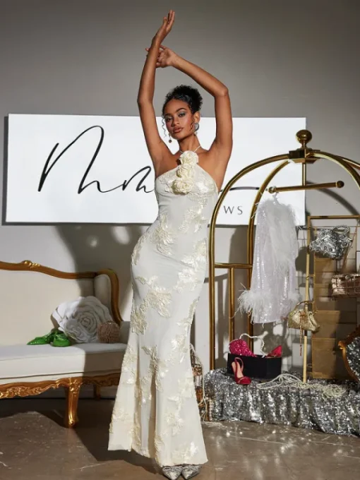 Dresses | Maxi Dresses*Mew Mews Fashion Aedin Halterneck Flower Maxi Dress