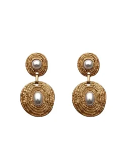 Earrings*Mew Mews Fashion Aelani Spiral Circle Pearl Earrings