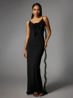 Dresses | Maxi Dresses*Mew Mews Fashion Aelthar Spaghetti Flower Maxi Dress In Black