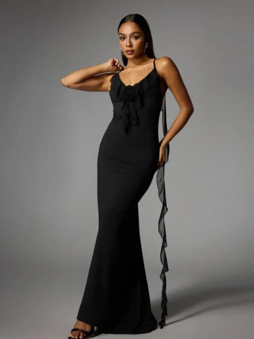Dresses | Maxi Dresses*Mew Mews Fashion Aelthar Spaghetti Flower Maxi Dress In Black