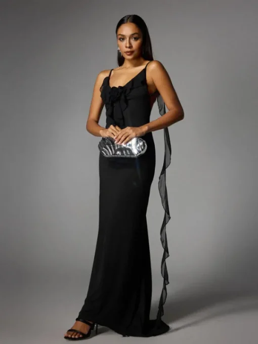 Dresses | Maxi Dresses*Mew Mews Fashion Aelthar Spaghetti Flower Maxi Dress In Black