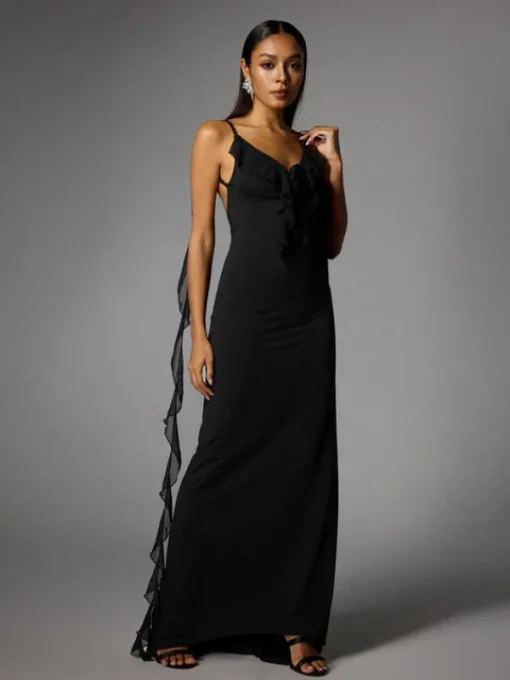 Dresses | Maxi Dresses*Mew Mews Fashion Aelthar Spaghetti Flower Maxi Dress In Black