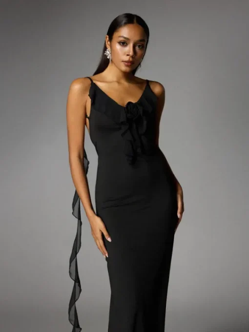 Dresses | Maxi Dresses*Mew Mews Fashion Aelthar Spaghetti Flower Maxi Dress In Black