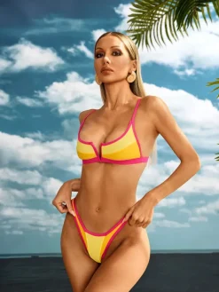 Bikini Sets | Swimwear*Mew Mews Fashion Agaton Stripe Bikini Two Piece Set In Orange