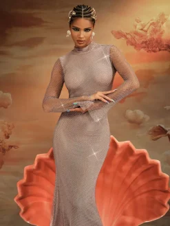 Dresses | Maxi Dresses*Mew Mews Fashion Aingeal Long Sleeve Crystal Maxi Dress