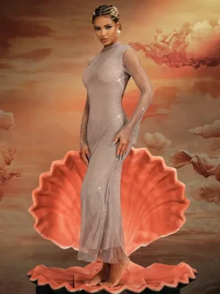 Dresses | Maxi Dresses*Mew Mews Fashion Aingeal Long Sleeve Crystal Maxi Dress