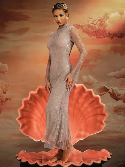 Dresses | Maxi Dresses*Mew Mews Fashion Aingeal Long Sleeve Crystal Maxi Dress