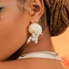 Earrings*Mew Mews Fashion Ajaz Seashell Pearl Earrings