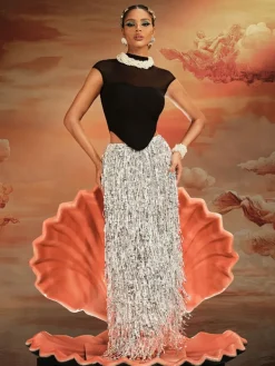 Sets & Co-ords*Mew Mews Fashion Ajmal Sequin Fringe Skirt Set