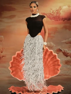 Sets & Co-ords*Mew Mews Fashion Ajmal Sequin Fringe Skirt Set