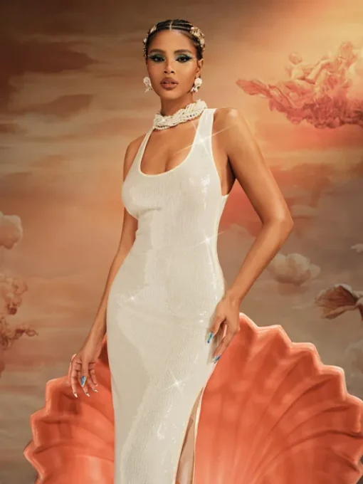 Dresses | Maxi Dresses*Mew Mews Fashion Akanji Plunge Neck Sequin Maxi Dress