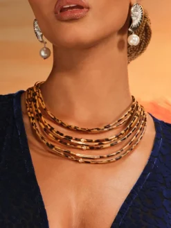 Necklaces*Mew Mews Fashion Akantha Multi Layered Leopard Necklace