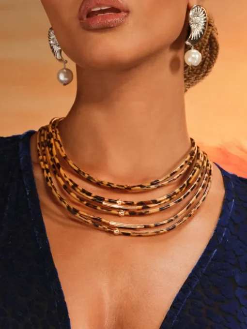 Necklaces*Mew Mews Fashion Akantha Multi Layered Leopard Necklace
