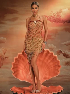 Beaded Wear | Dresses*Mew Mews Fashion O/S Akay Gemstone Beaded Fringe Dress
