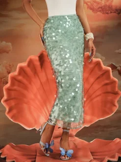 Skirts*Mew Mews Fashion Akeem Sequin Mermaid Scale Skirt