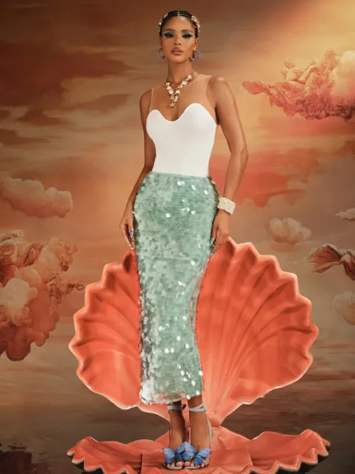 Skirts*Mew Mews Fashion Akeem Sequin Mermaid Scale Skirt
