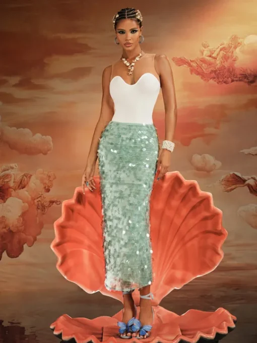 Skirts*Mew Mews Fashion Akeem Sequin Mermaid Scale Skirt