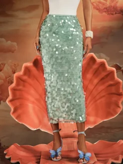 Skirts*Mew Mews Fashion Akeem Sequin Mermaid Scale Skirt