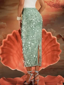 Skirts*Mew Mews Fashion Akeem Sequin Mermaid Scale Skirt