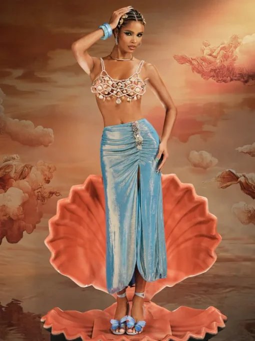 Beaded Wear | Tops*Mew Mews Fashion O/S Akikta Seashell Pearl Beaded Bralette