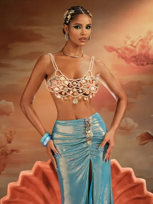 Beaded Wear | Tops*Mew Mews Fashion O/S Akikta Seashell Pearl Beaded Bralette