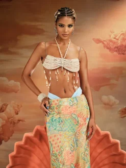 Beaded Wear | Tops*Mew Mews Fashion O/S Akilina Pearl Beaded Fringe Bralette