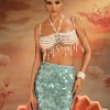 Beaded Wear | Tops*Mew Mews Fashion O/S Akram Fringe Pearl Beaded Bralette