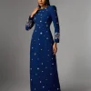 Dresses | Maxi Dresses*Mew Mews Fashion Alary Long Sleeve Rhinestone Maxi Dress