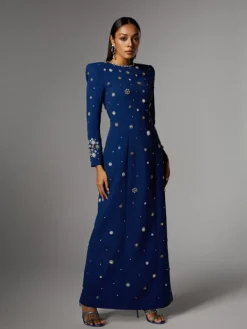 Dresses | Maxi Dresses*Mew Mews Fashion Alary Long Sleeve Rhinestone Maxi Dress