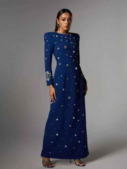 Dresses | Maxi Dresses*Mew Mews Fashion Alary Long Sleeve Rhinestone Maxi Dress
