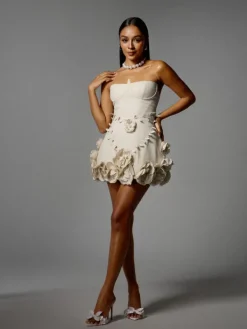 Dresses | Mini Dresses*Mew Mews Fashion Alayka Strapless Flower Mini Dress
